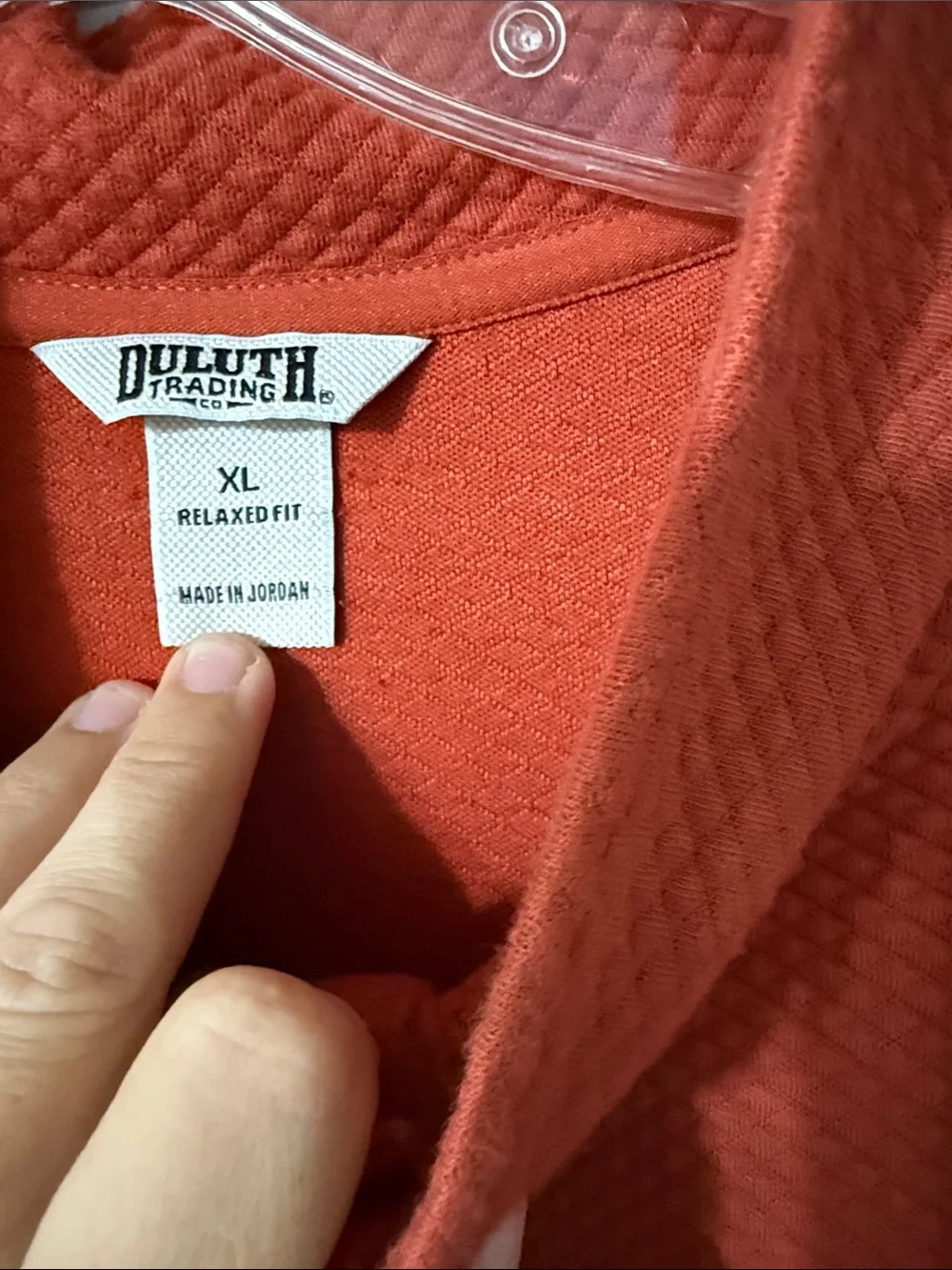 Duluth Trading Co Men's Zip-Style Pullover in Coral Red